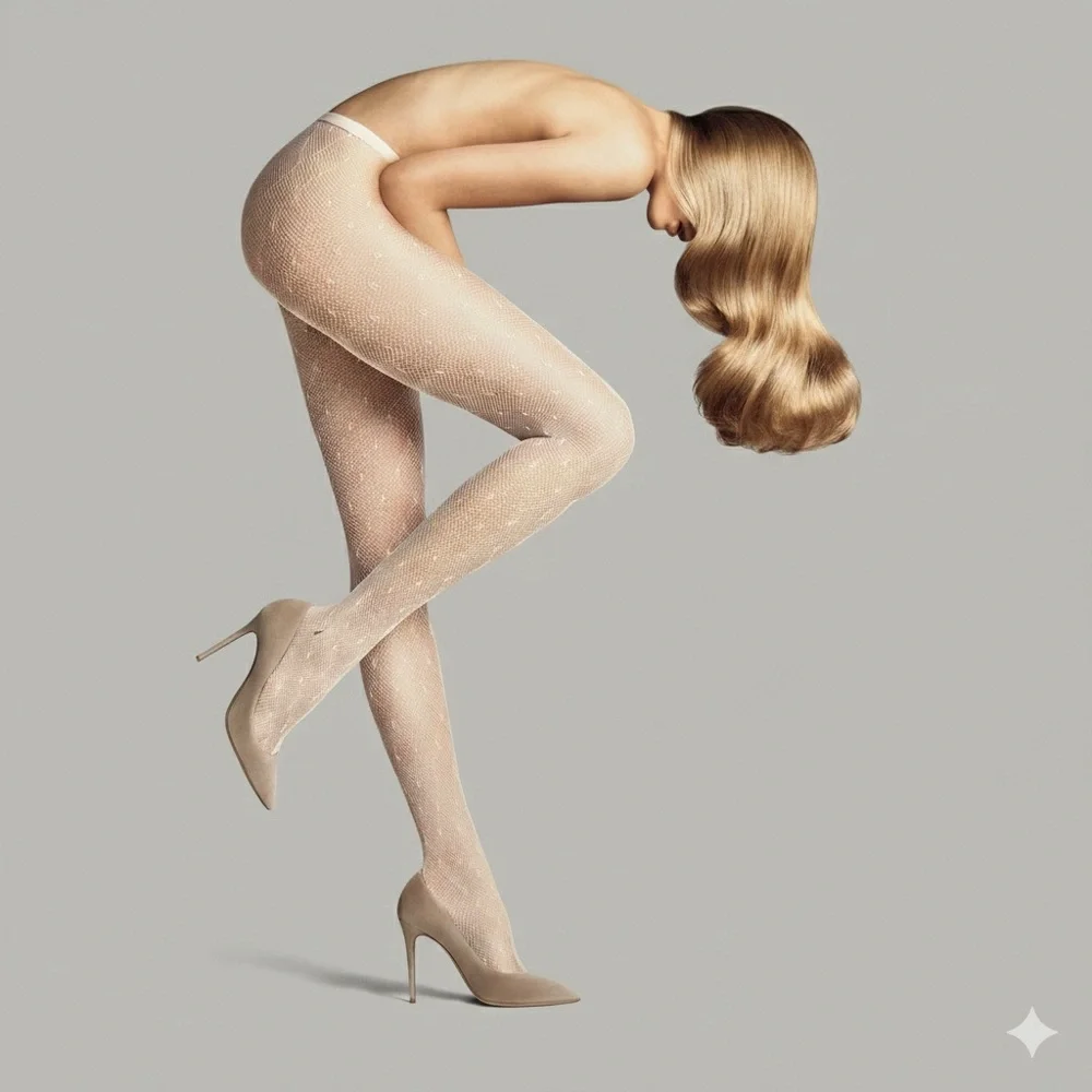 FALKE Nordstrom Champagne cream Patterned Fishnet Tights Net Pantyhose 0 S‎ NEW